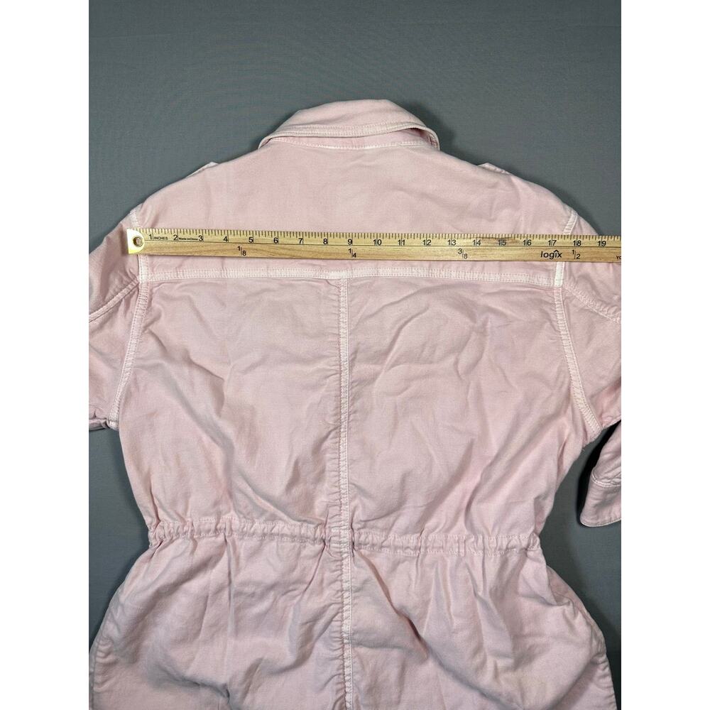 GAP Women's Soft Pink Cotton Jacket Gathered Waist Button Front Sz L - Picture 7 of 7